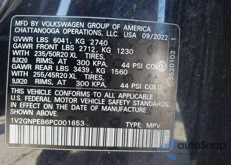 2023 Volkswagen Id.4 Awd Pro S/Awd Pro S Plus из США, поврежденный, VIN 1V2GNPE86PC001653